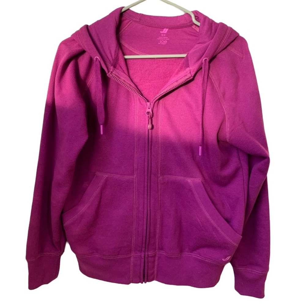 GEORGE Womens Purple Pink Fleece Full Zipper Front Long Sleeve Hooded Seeatshirt